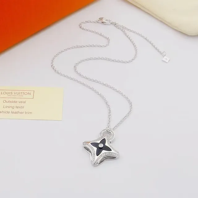 Gold-Tone Black Enamel Pavé Star Motif Necklace 5