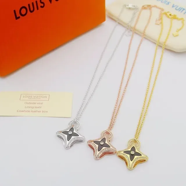 Gold-Tone Black Enamel Pavé Star Motif Necklace 8