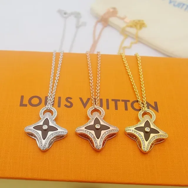 Gold-Tone Black Enamel Pavé Star Motif Necklace 9