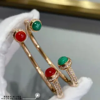 أساور مفتوحة ذهبية اللون حجر كابوشون حجر كريمي ماس بليور هالو