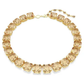 Collar statement de citrina con corte de almohada de tono dorado
