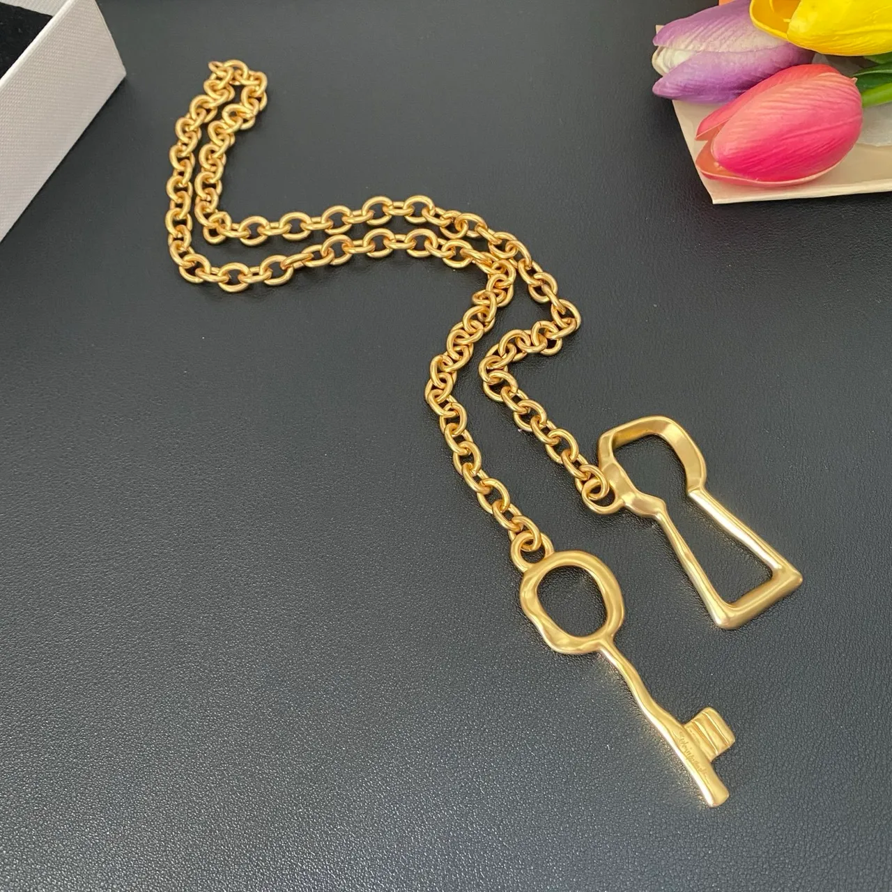 Gold-Tone Dual Key Pendant Necklace 8
