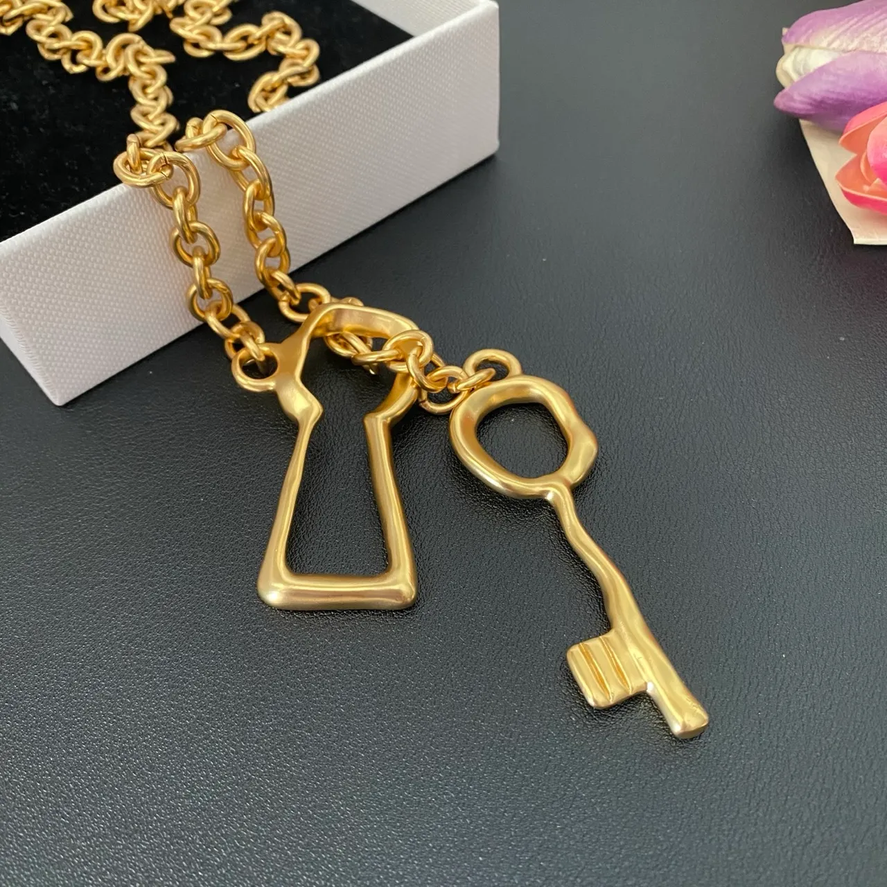 Gold-Tone Dual Key Pendant Necklace 9