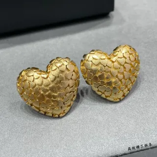 Gold-Tone Heart Mosaic Textured Stud Earrings