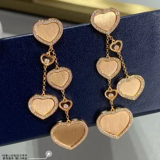 Gold-Tone Multi-Heart Pavé Cascade Earrings