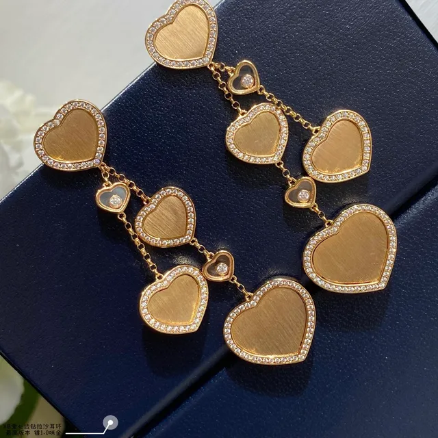 Gold-Tone Multi-Heart Pavé Cascade Earrings 4