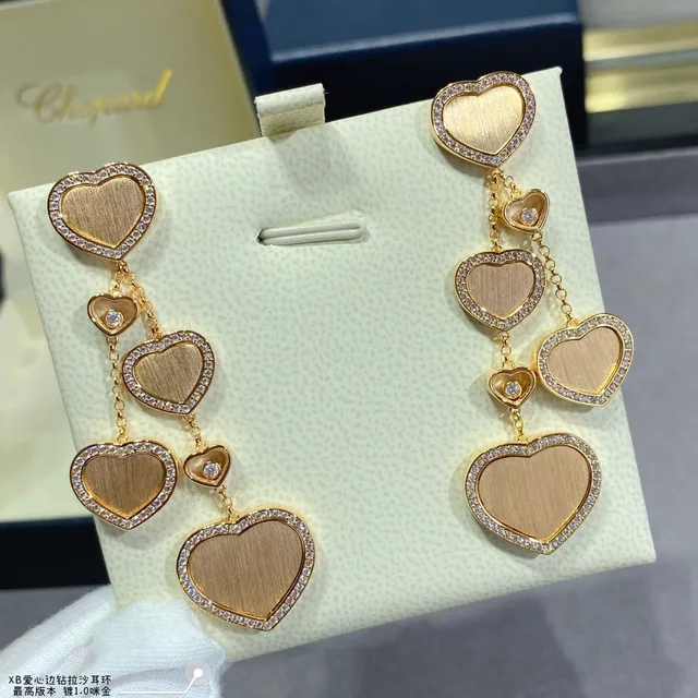 Gold-Tone Multi-Heart Pavé Cascade Earrings 5