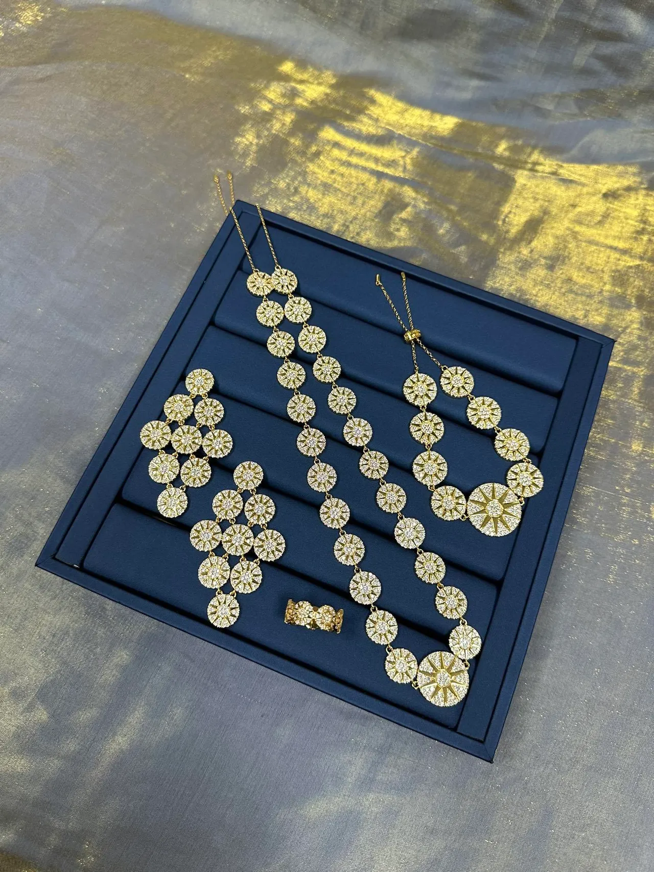 Gold-Tone Pavé Circular Link Statement Necklace 5