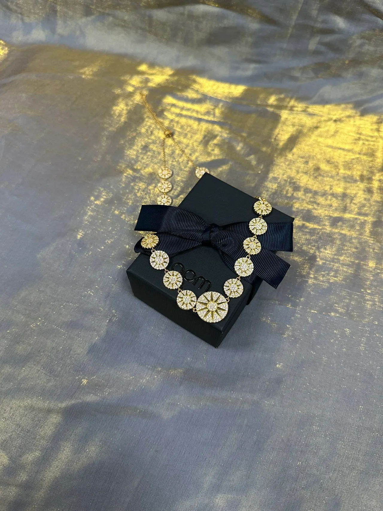 Gold-Tone Pavé Circular Link Statement Necklace 7