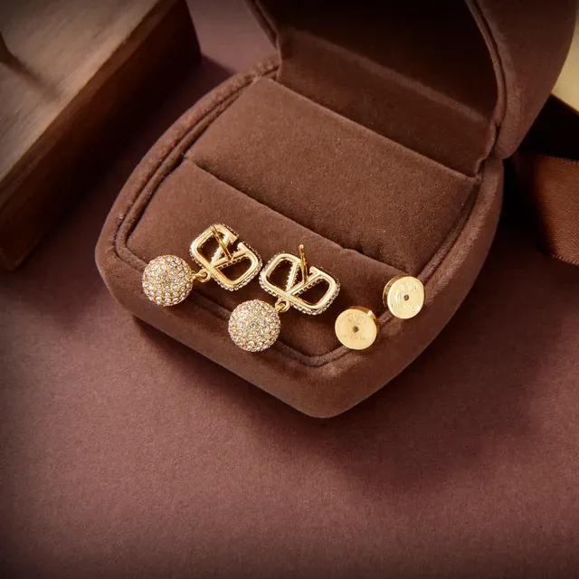 Gold-Tone Pavé Crystal Bow and Bead Drop Earrings 2