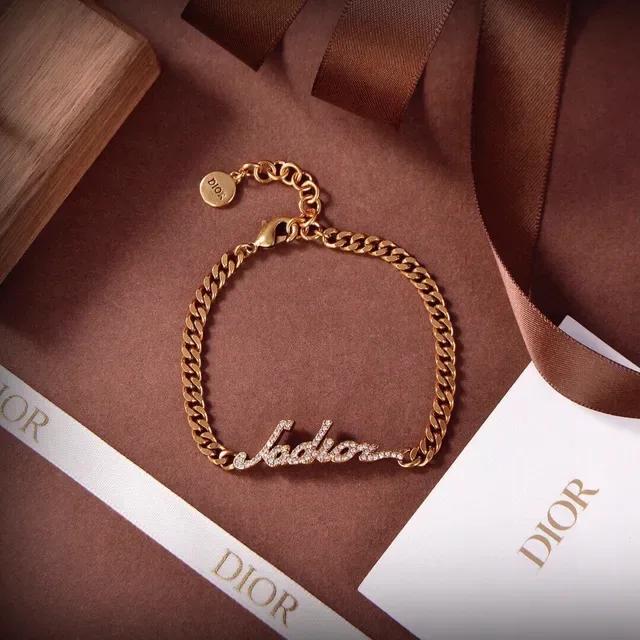 Gold-Tone Pavé Script Nameplate Curb Chain Bracelet 5