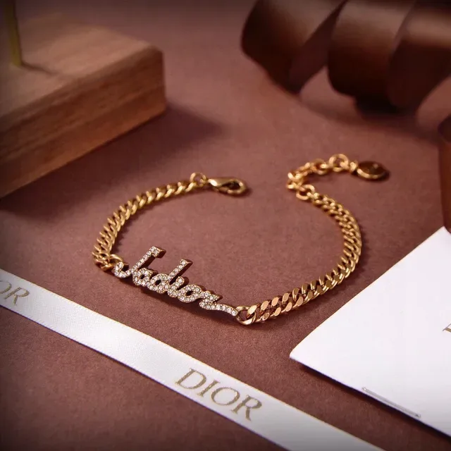 Gold-Tone Pavé Script Nameplate Curb Chain Bracelet 6