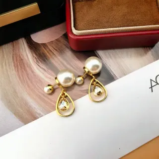 Gold-Tone Pearl and Teardrop Crystal Dual-Sided Dangle Earrings