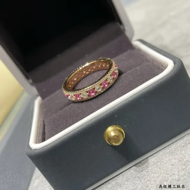 Bagues en or avec gemmes roses et coral incrusté, ornées 2
