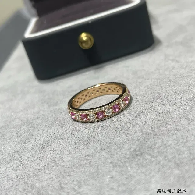 Bagues en or avec gemmes roses et coral incrusté, ornées 5