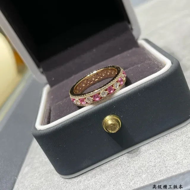 Bagues en or avec gemmes roses et coral incrusté, ornées 6