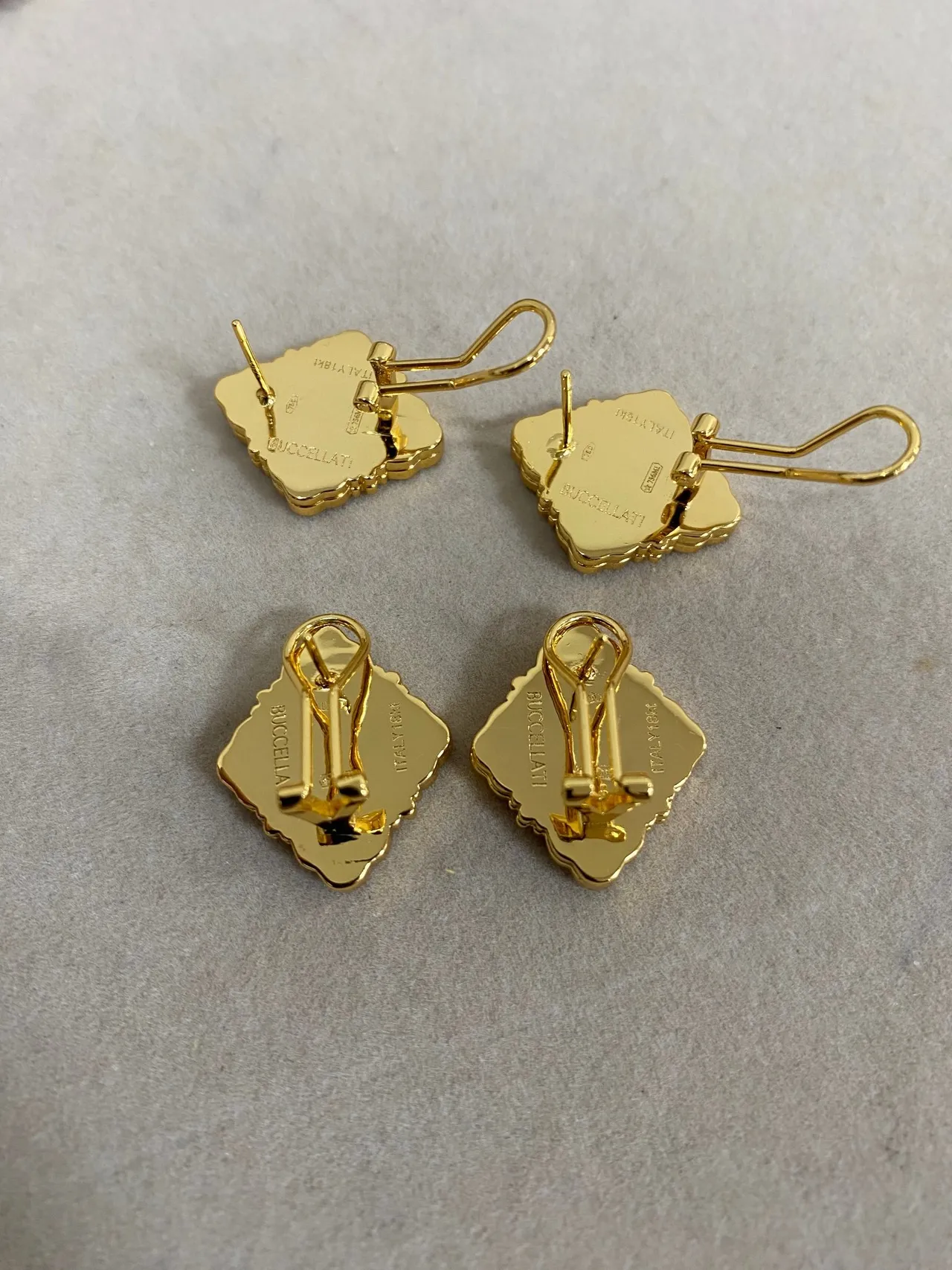 Gold-Tone Quatrefoil Floral Enamel and Crystal Earrings 8
