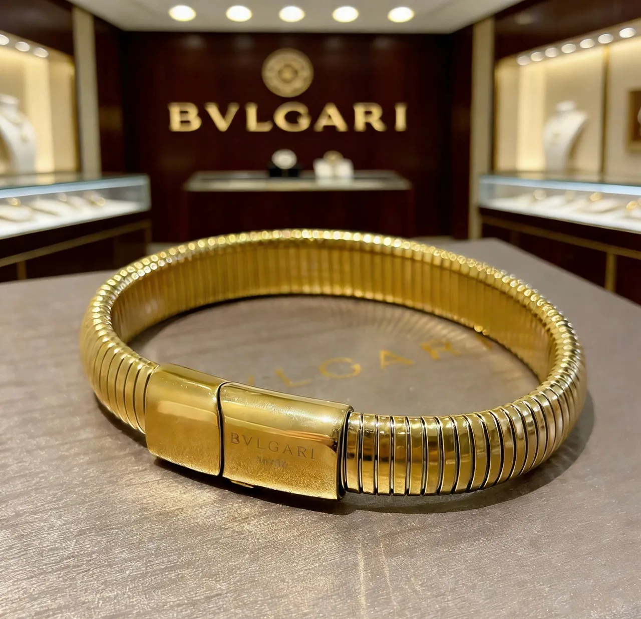 Gold-Tone Segmented Ribbed Tubular Bracelet 2