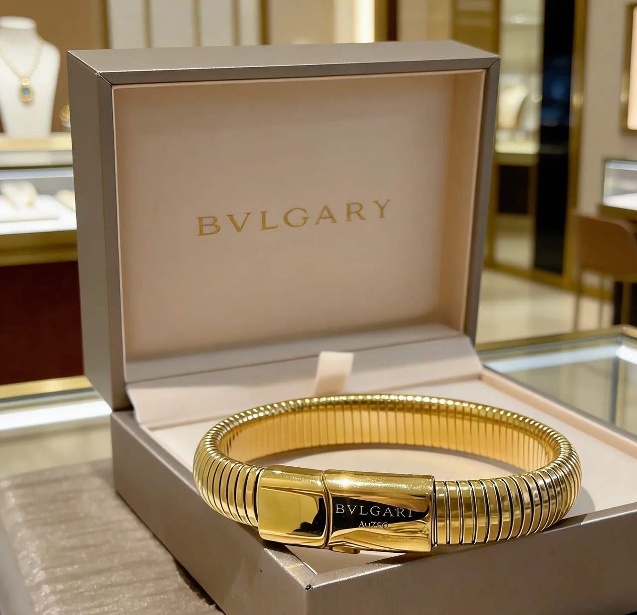 Gold-Tone Segmented Ribbed Tubular Bracelet 5