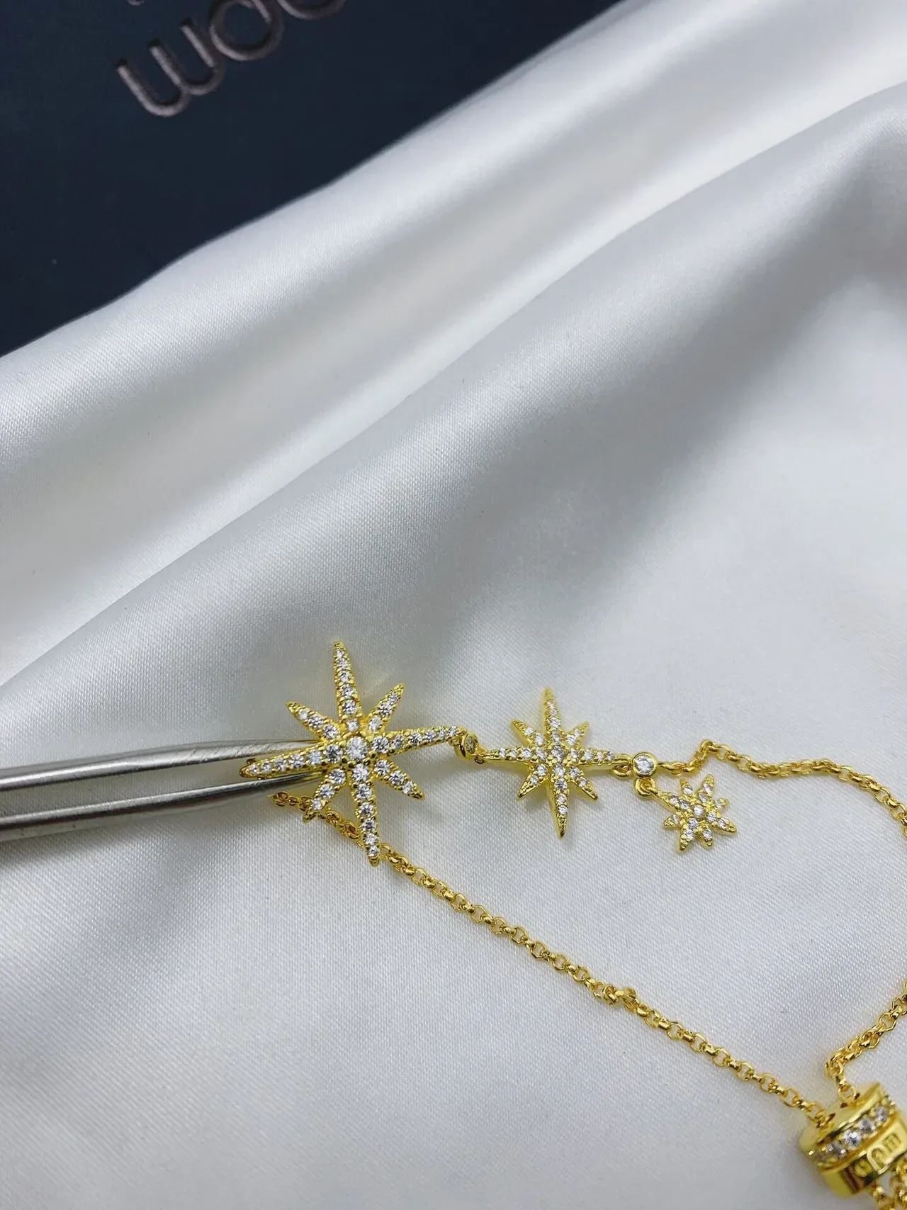 Gold-Tone Star Charm Pavé Crystal Bracelet 7
