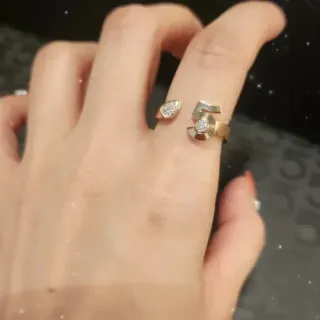 Gold-Toned Open-Band Pear and Round Stone Rings