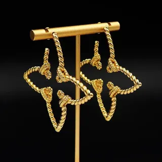 Gold Twisted Rope Knot Detail Earrings