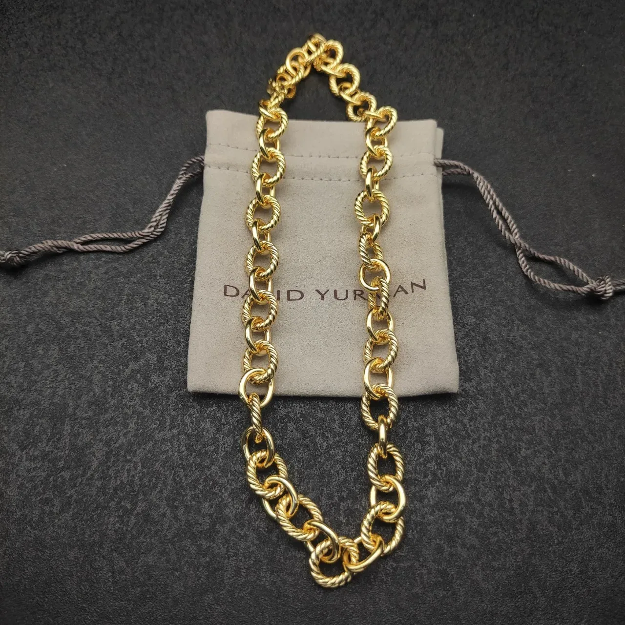 Gold Twisted Rope-Link Chain Necklace 8