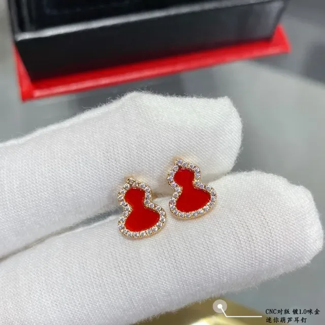 Gourd-Shaped Enamel and Pavé Stud Earrings 5