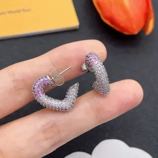 Gradient Pave-Set Curved C-Shape Stud Earrings