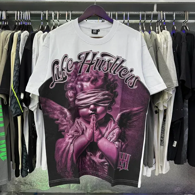 Graphic Print Blindfolded Cherub T-Shirt 11
