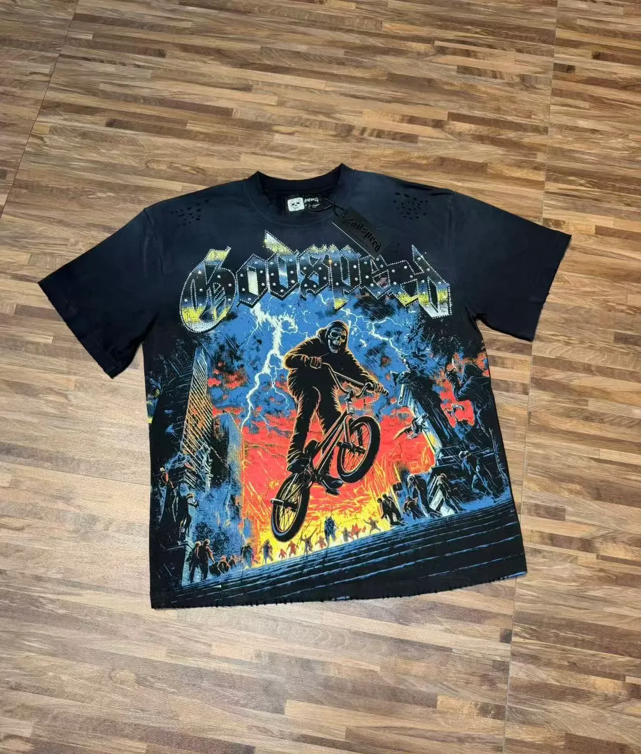 Graphic Print Distressed Oversized T-Shirt 3