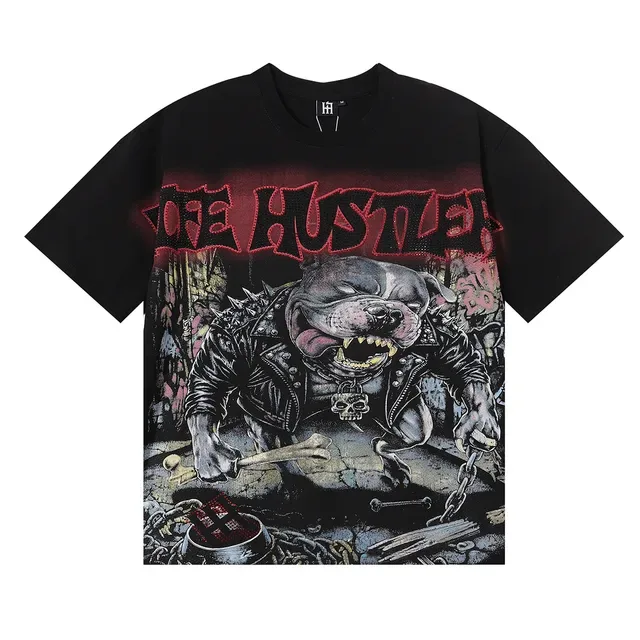 Graphic-Print Oversized Punk-Style T-Shirt 7