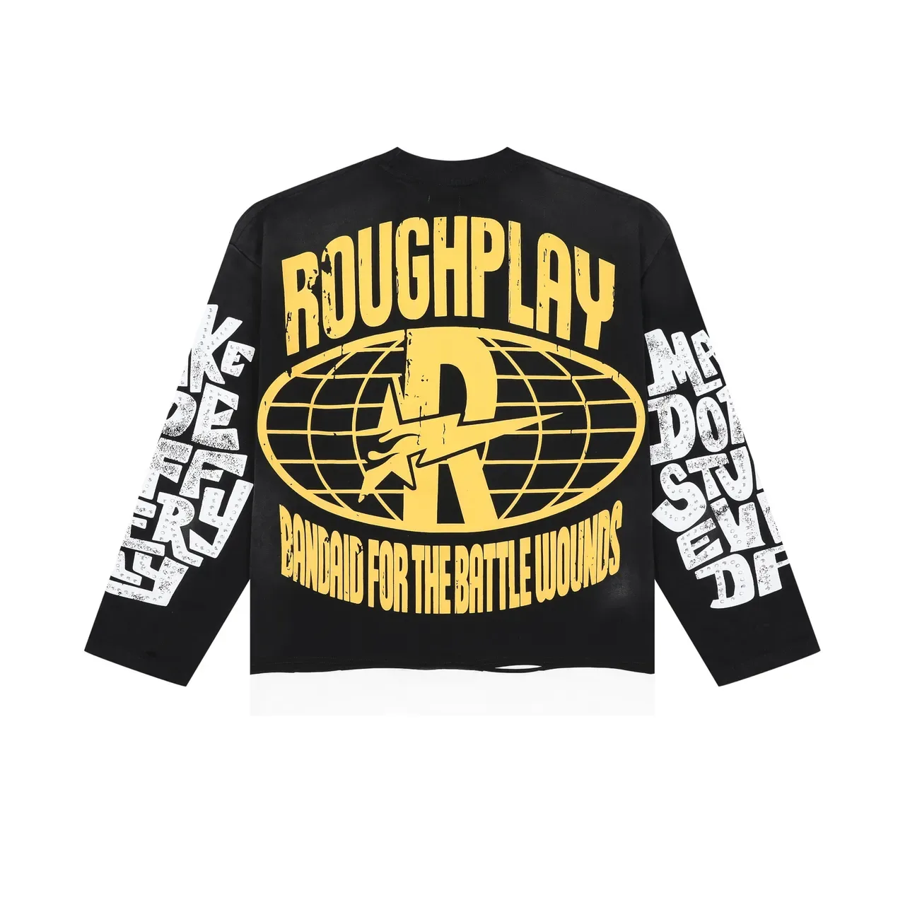 Graphic-Print Rhinestone-Embellished Black Long-Sleeve Crewneck Top 4
