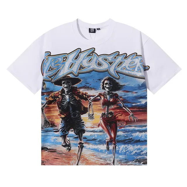 Graphic Skeleton Beach Print T-Shirt 5