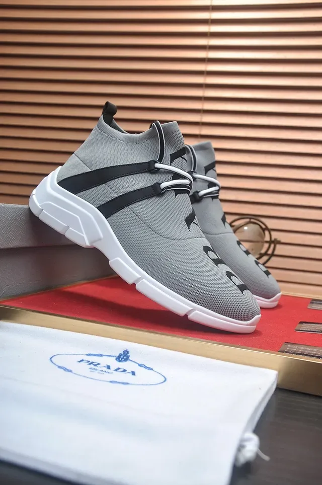 Gray and Black Knit High-Top Lifestyle Sneaker 3