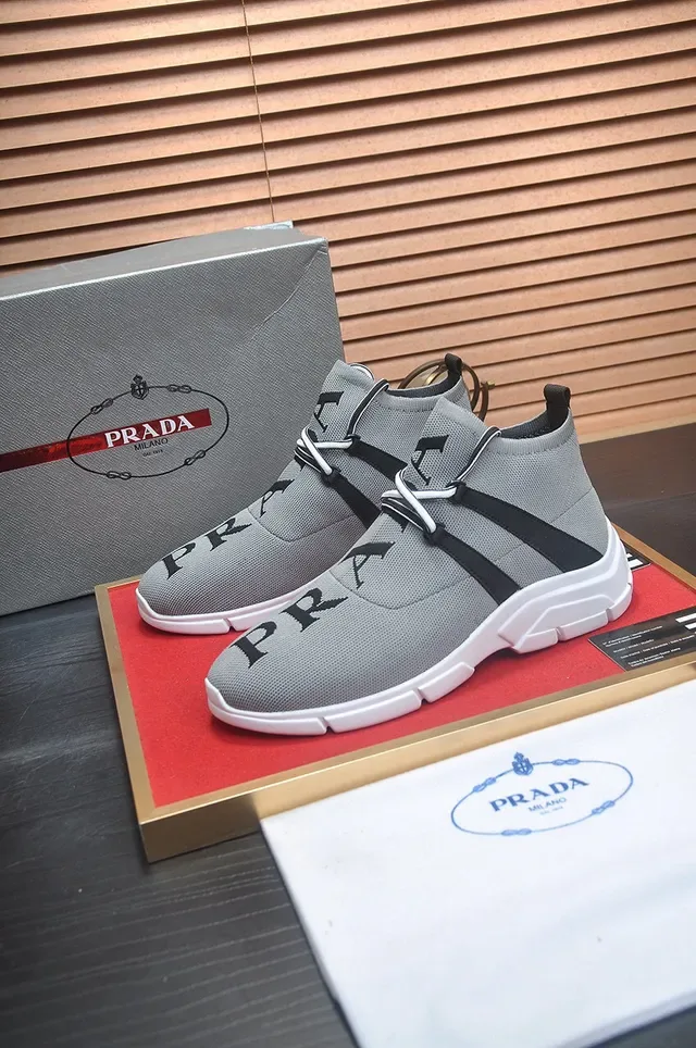 Gray and Black Knit High-Top Lifestyle Sneaker 4