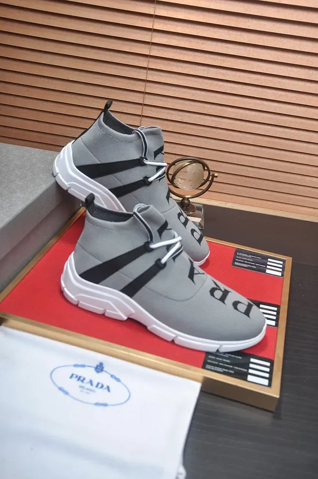 Gray and Black Knit High-Top Lifestyle Sneaker 6