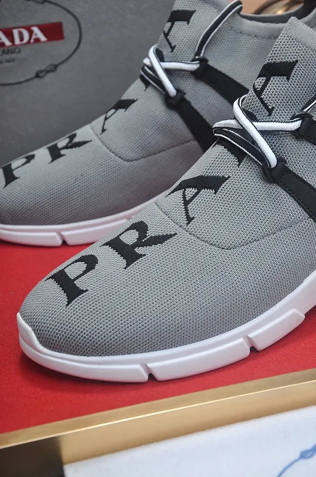 Gray and Black Knit High-Top Lifestyle Sneaker 8