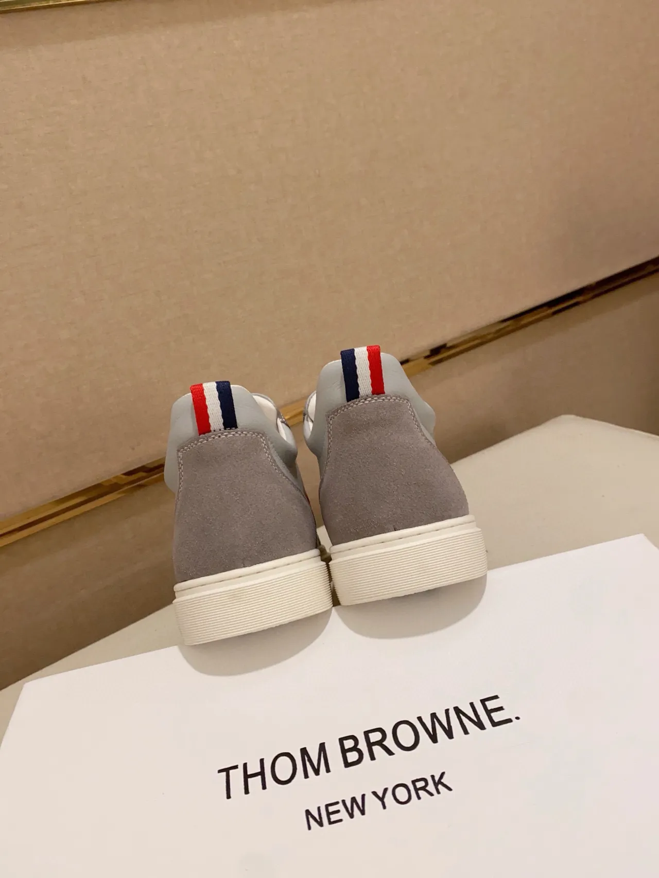 Gray and Red Tricolor Stripe Lifestyle Sneaker 2