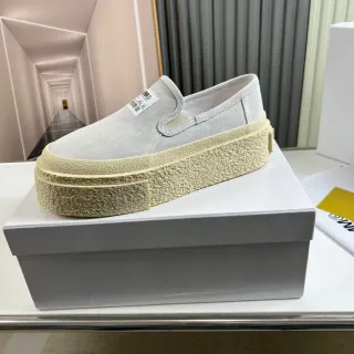 Gray Beige Slip-On Platform Sole Lifestyle Sneakers