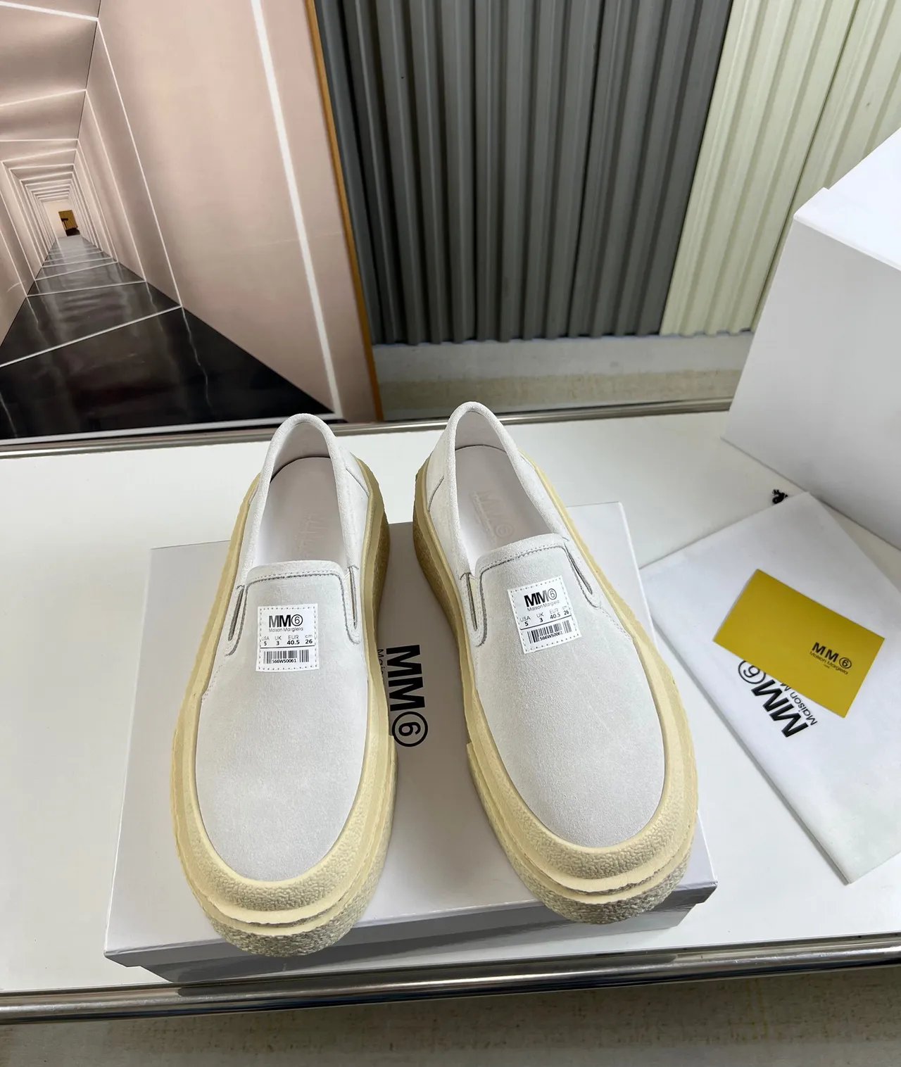 Gray Beige Slip-On Platform Sole Lifestyle Sneakers 9