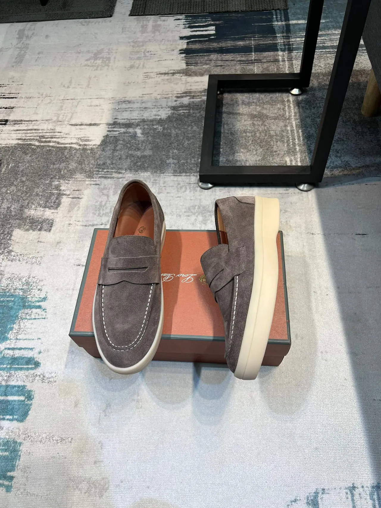 Gray Beige Suede Upper Penny Strap Loafer 3