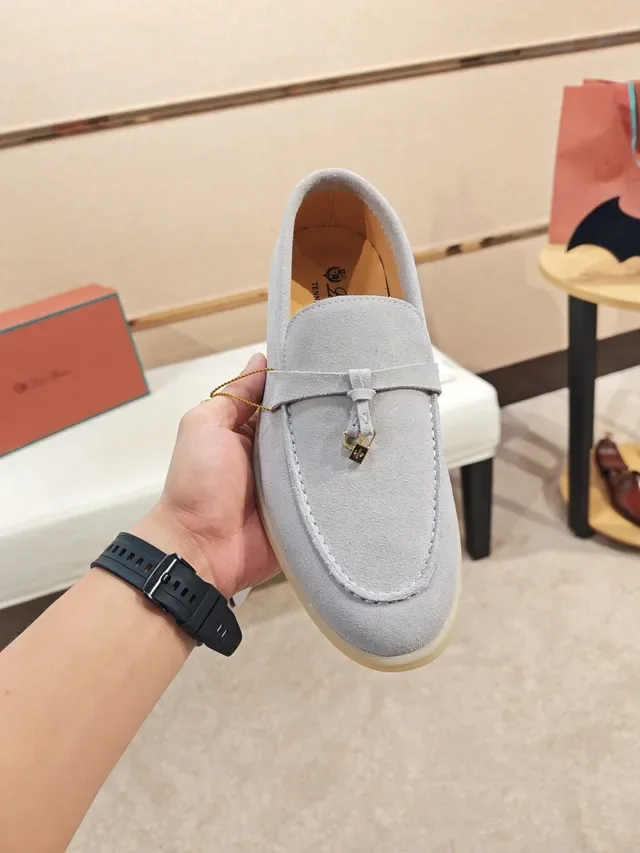 Gray Beige Suede Upper Saddle Strap Loafer 5