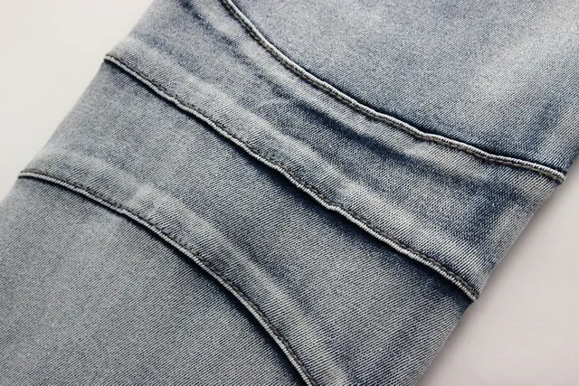 Gray Black Distressed Light-Wash Denim Contrast-Stitched Paneling Jeans 18