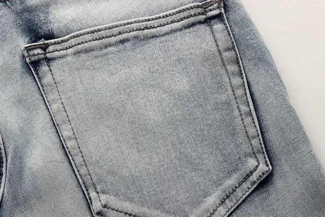 Gray Black Distressed Light-Wash Denim Contrast-Stitched Paneling Jeans 19
