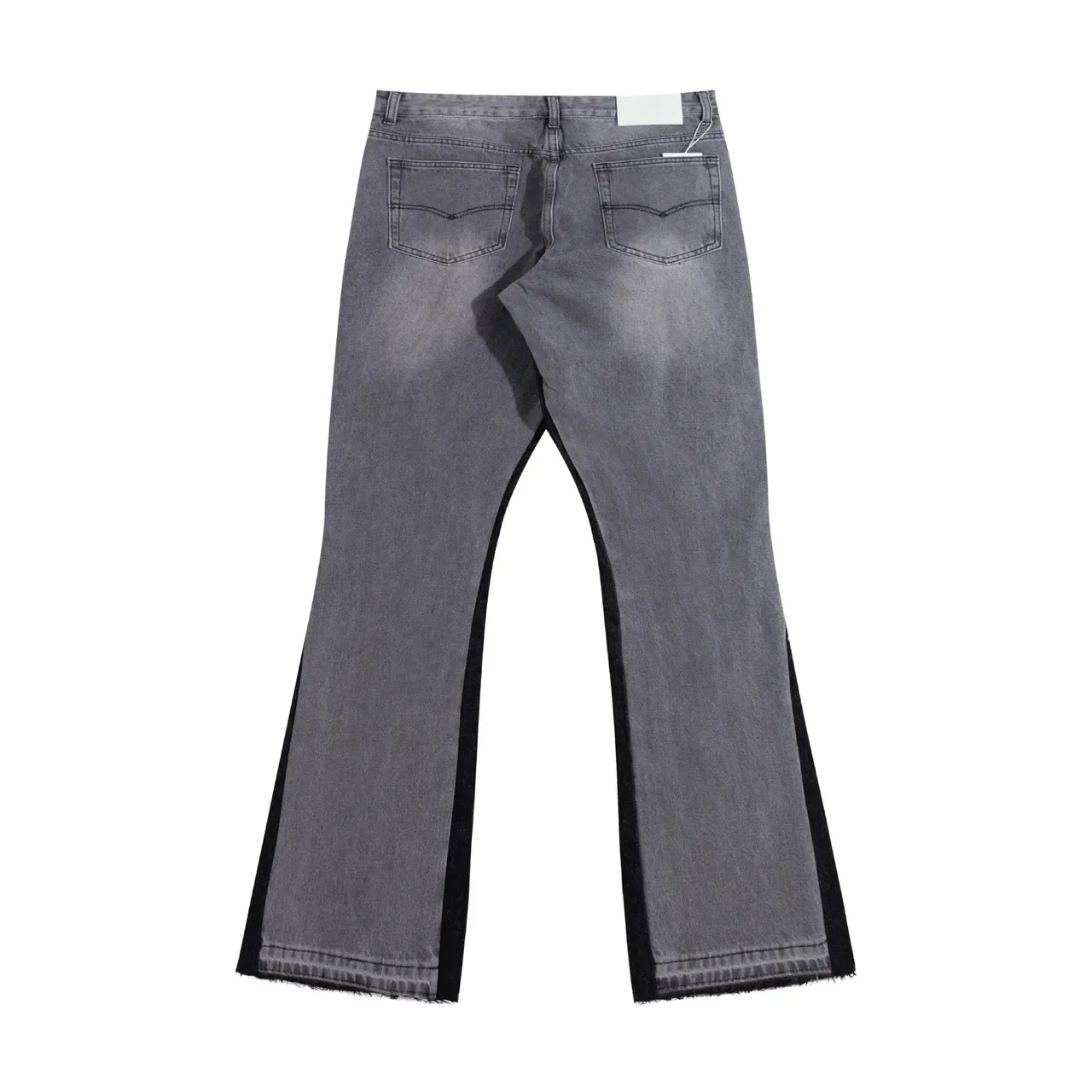 Gray Black Flared-Leg Contrast-Side-Panel Jeans 5