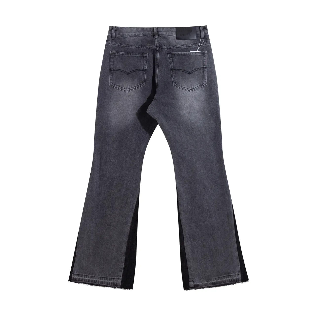 Gray Black Flared-Leg Contrast-Side-Panel Jeans 7