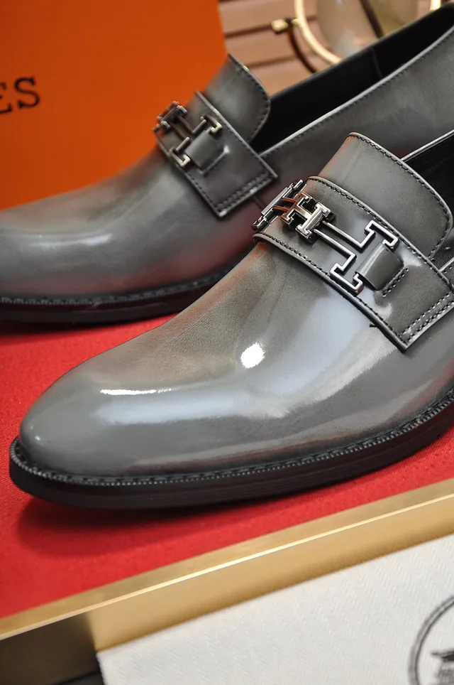 Gray Patent Leather Horsebit Strap Loafer 2