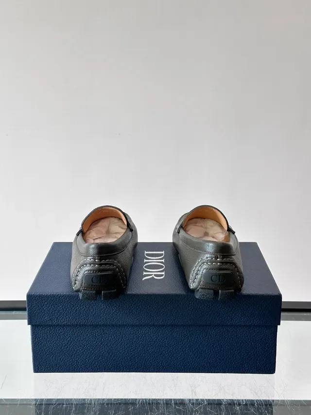 Gray Pebbled Leather Horsebit Loafers 3