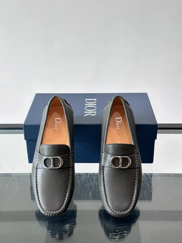 Gray Pebbled Leather Horsebit Loafers 4